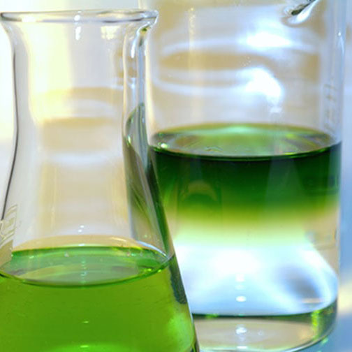 Beaker with green liquid
