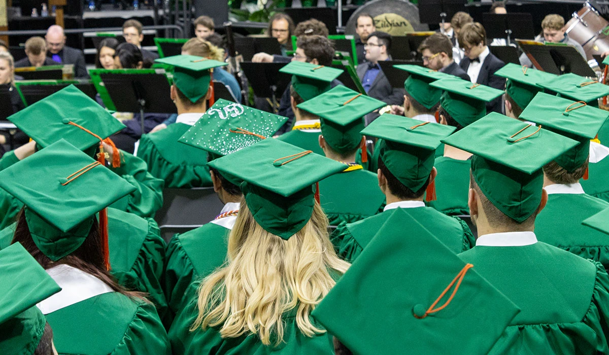 Graduates during commencement