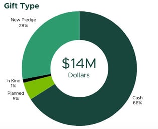 Pie chart of donor gift type