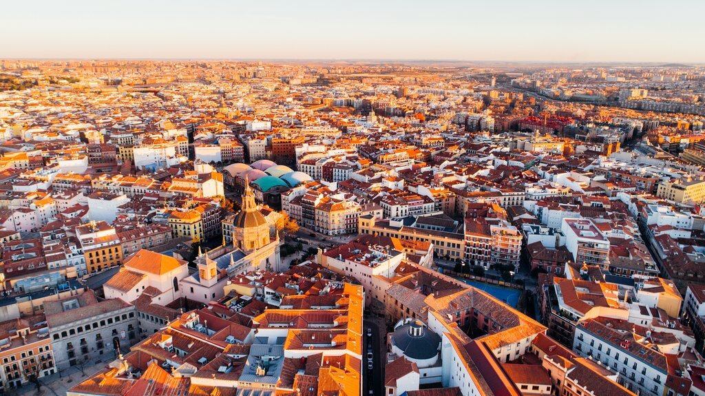 birds eye view of a building of Universidad Pontificia Comillas in Madrid, Spain